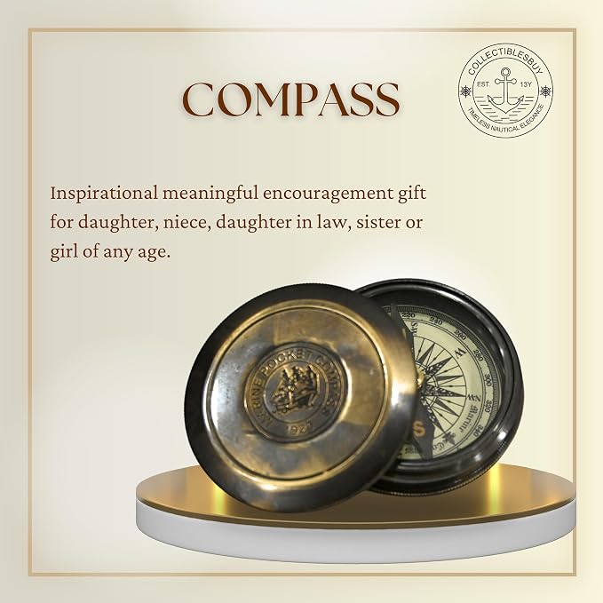 Marine Pocket Compass 1920 Vintage Brass Navigation Compass - Image 6
