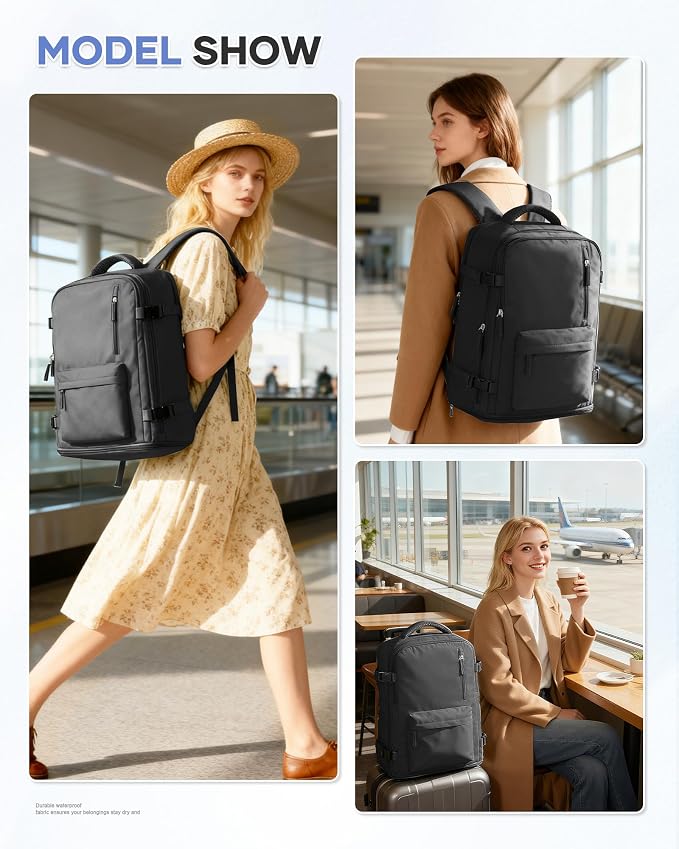 WONHOX Large Travel Backpack Carry on Flight Approved Laptop Work Business - Image 8