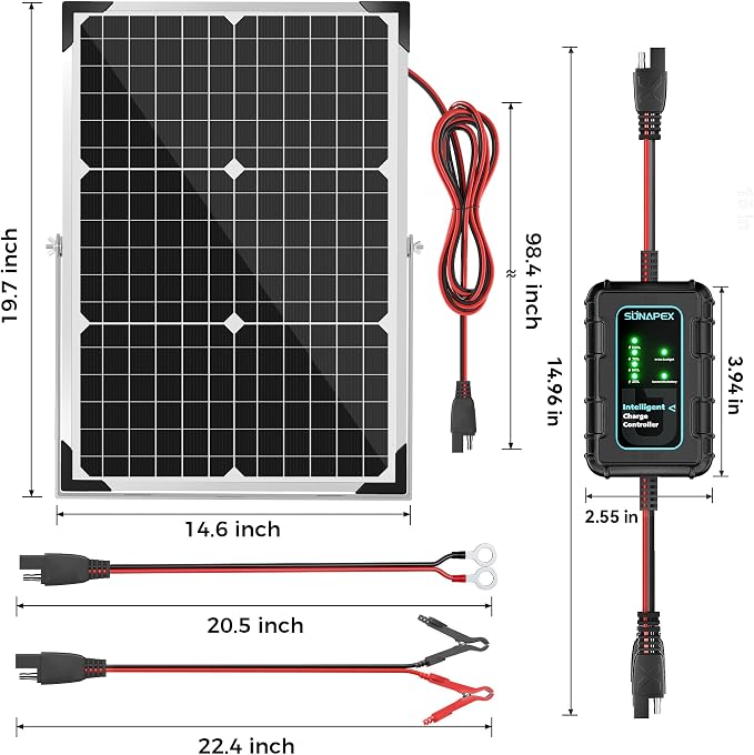 SUNAPEX 30W Solar Battery Charger: 12V Waterproof Solar Panel Kit - Image 7