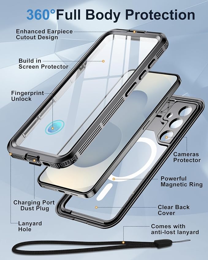 for Samsung Galaxy S25+ Plus Waterproof Case, Magnetic Heavy Duty Military - Image 5