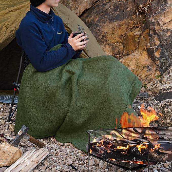 REDCAMP 86"x 63" Wool Blanket for Camping, Hiking - Image 4