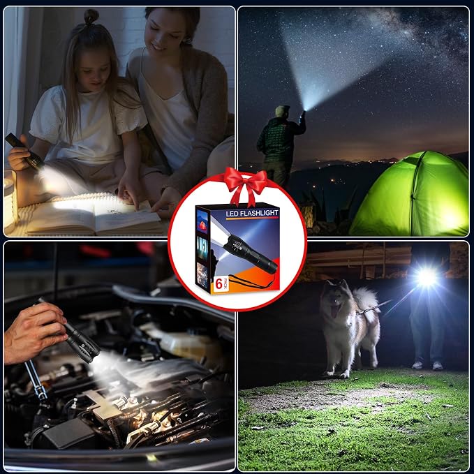 6Pack LED Flashlights High Lumens, 5Mode Tactical Flashlight - Image 7