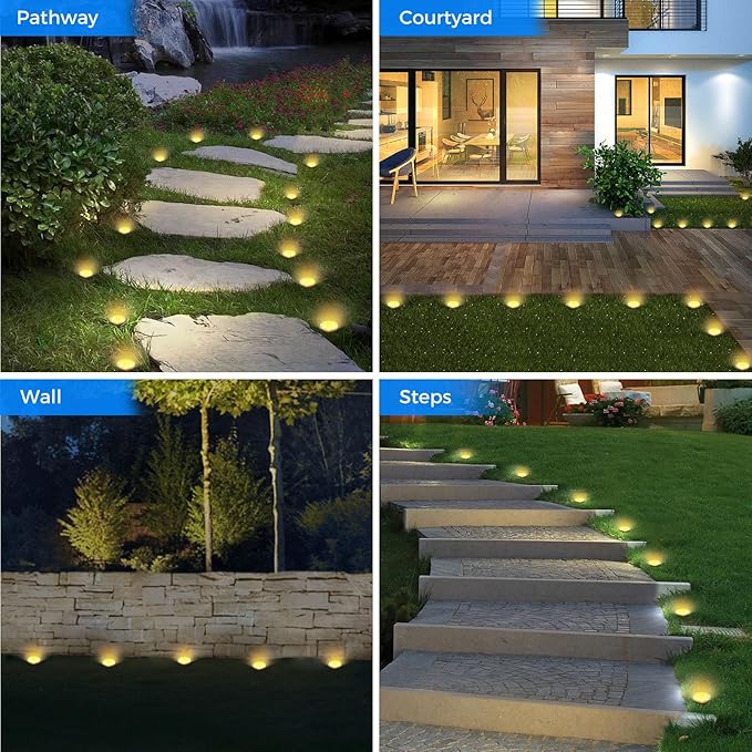 Peasur Mini Solar Ground Lights, 4 Pack Flat Solar Disc Lights Outdoor - Image 5