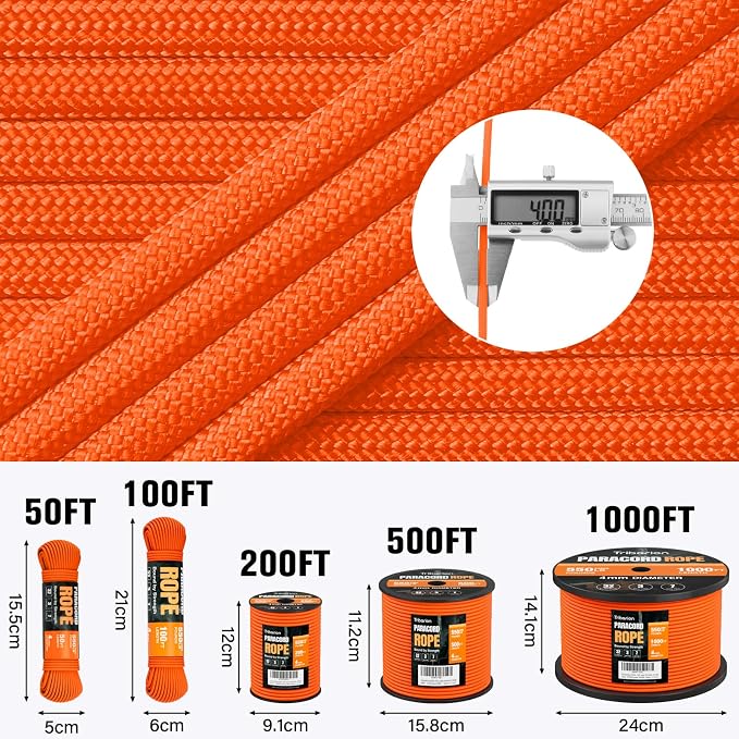 Paracord Rope 550 lb - 200ft 5/32" Parachute Cord 4MM 7-Strand para Cord - - Image 5