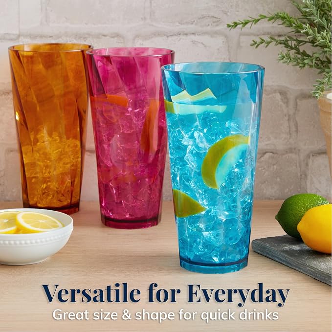 US Acrylic Optix Plastic Reusable Drinking Glasses 26oz Iced-Tea Cups in Jewel - Image 3