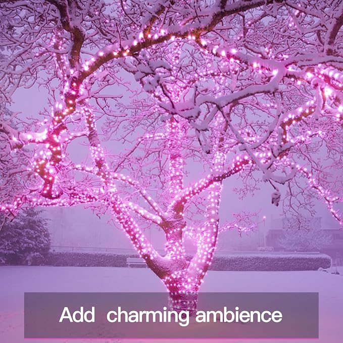 suddus Pink Fairy Lights Battery Operated Outdoor Waterproof, 33ft 100 Led - Image 7