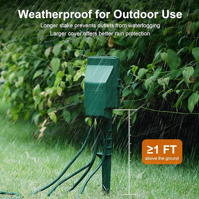 SURAIELEC Outdoor Power Stake, 24-Hour Mechanical Light Timer, Electrical Power - Image 4