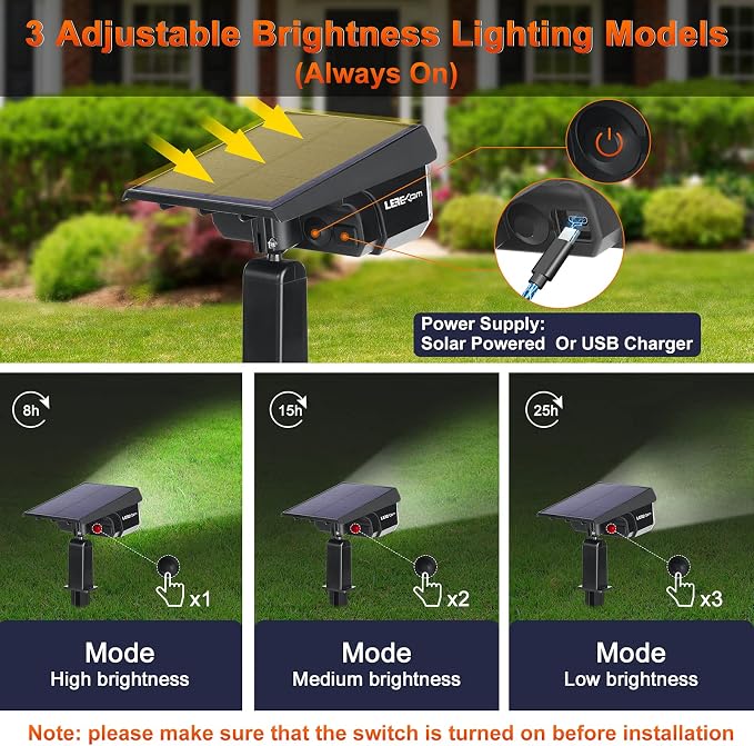 LEREKAM Solar Spot Lights, IP65 Waterproof 40 LEDs Landscape Spotlights - Image 4
