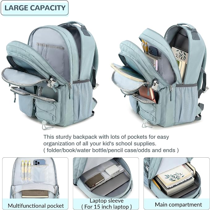 Lohol Multi-Pocket Backpack for Travel College, Heavy Duty Big Bookbag - Image 4