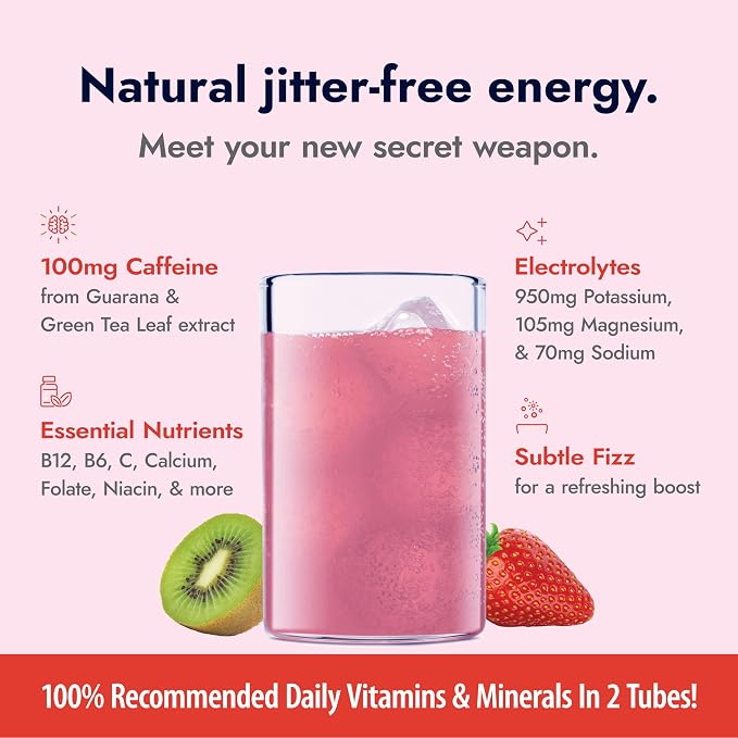 Zipfizz Daily Energy Drink Powder, Strawberry Kiwi, 20 Pack | 3-in-1 Sustained - Image 4
