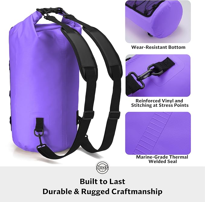 STOVER 5/10/25/30/40/55L Waterproof Dry Bag- Roll-Top Backpack w/Phone Case- - Image 4