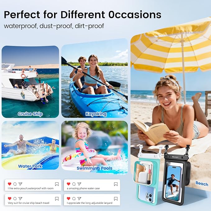 Niveaya 2 Pack IPX8 Waterproof Phone Pouch, Large Space Cell Phone Pouch - Image 8