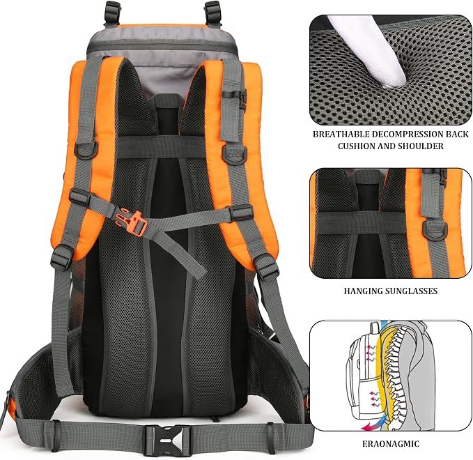 75L Hiking Backpack with Rain Cover Waterproof Camping Backpack Shoes Warehouse - Image 7