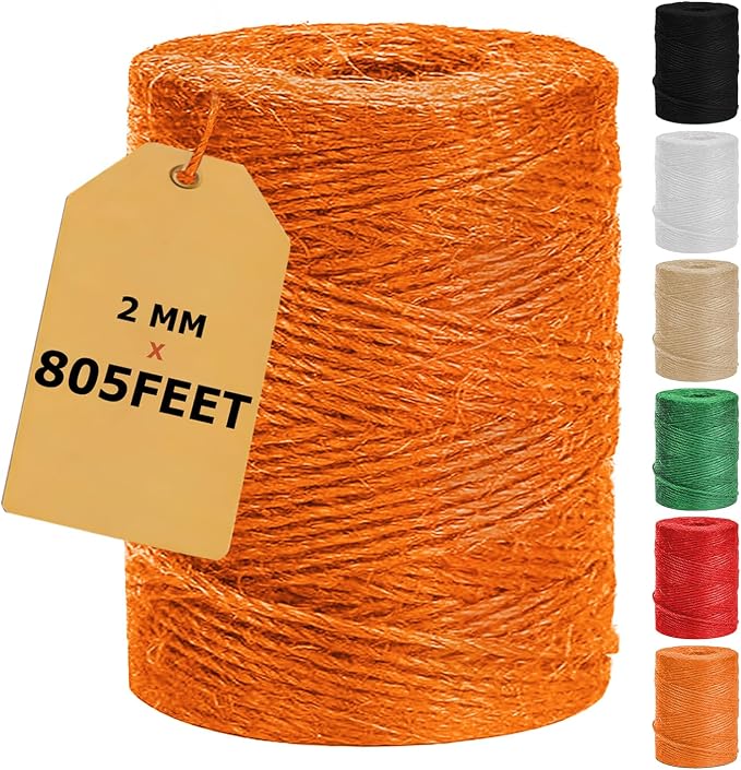 Vanhench 805FT Orange Twine String, Colored Natural Jute Twine String Rope Cord by Vanhench