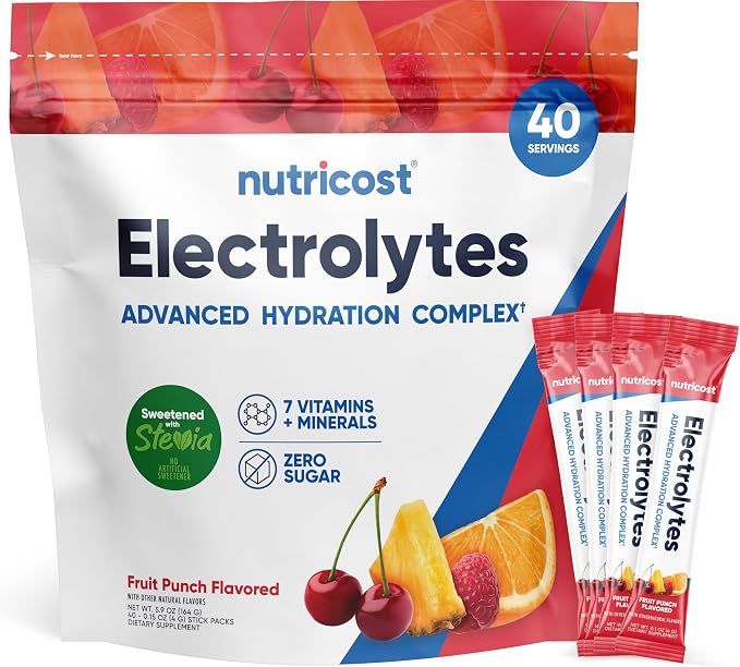 Nutricost Electrolytes Complex, Fruit Punch Flavored, 40 Stickpacks by Nutricost