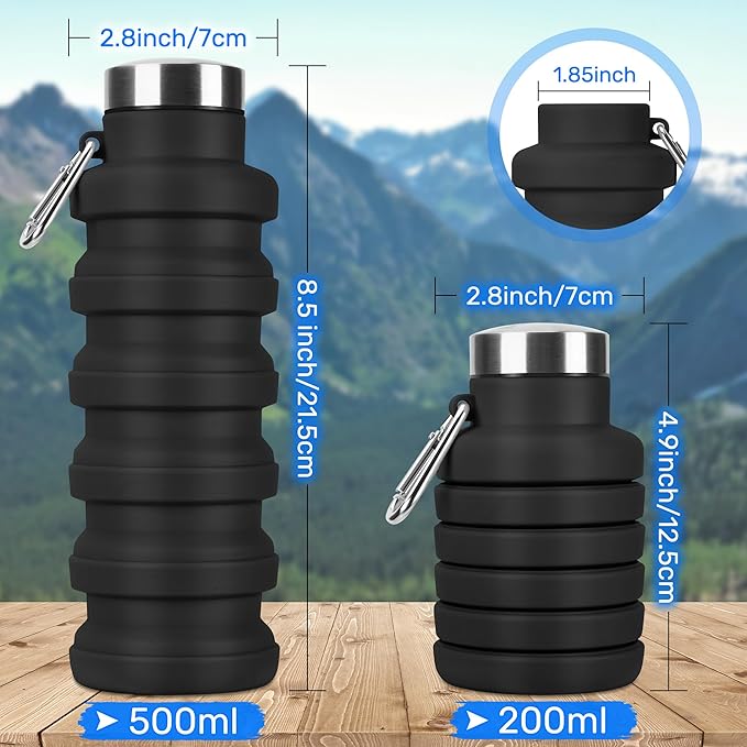 Collapsible Water Bottle, 16oz Portable Reusable Silicone Water Bottle - Image 7
