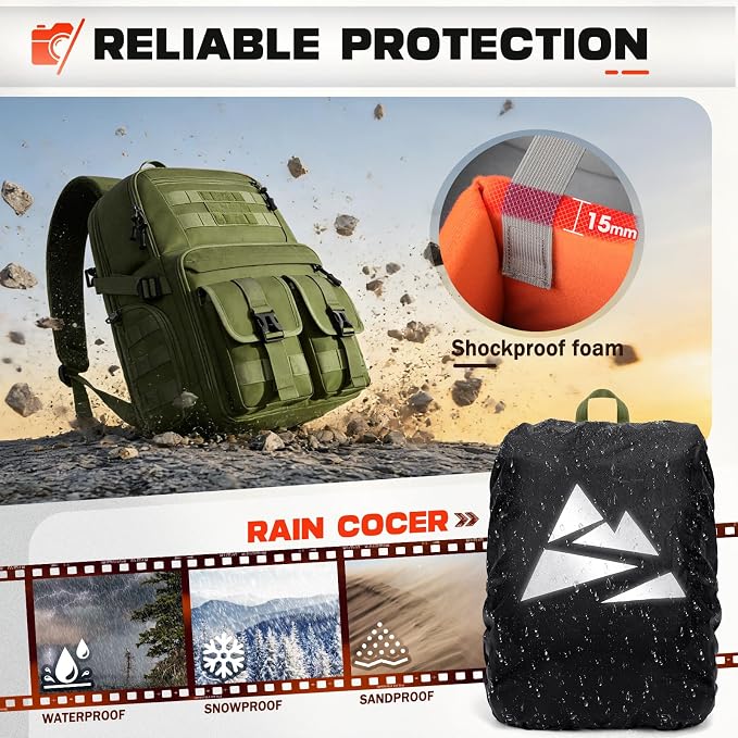 RAINSMORE Camera Bag Backpack for DSLR/SLR/Mirrorless Camera Bags for - Image 5