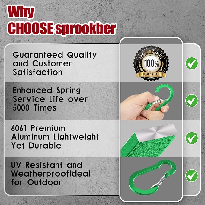 sprookber 2" Small Carabiner Clip, D Ring Caribeener, Spring Snap Hook - Image 6