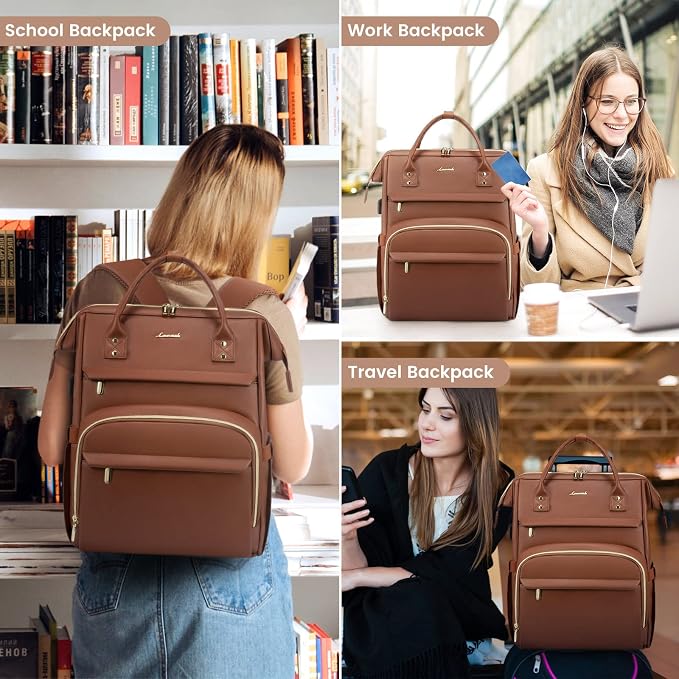 LOVEVOOK Leather Laptop Backpack - Image 6