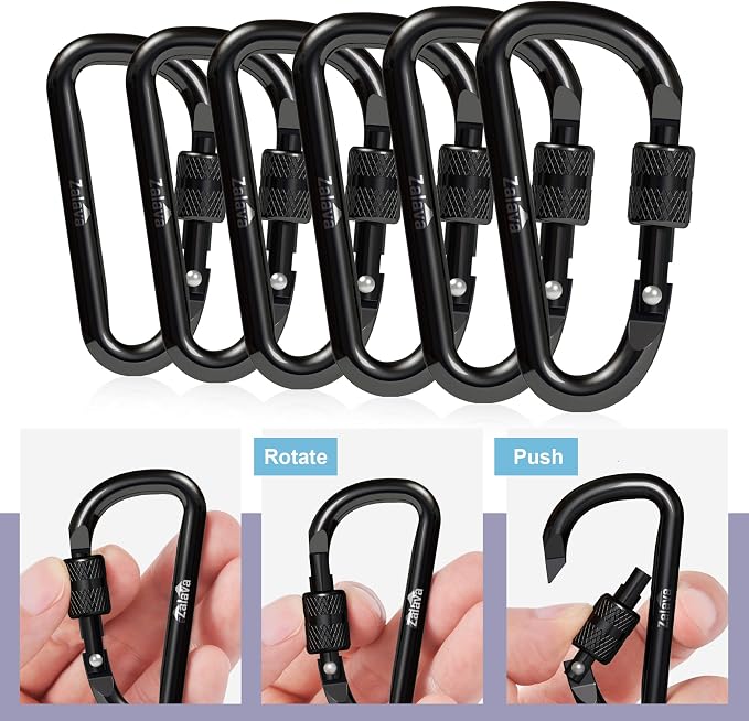 6PCS Carabiner Keychain, 2 inch Aluminum D-Clip Caribeener - Image 6