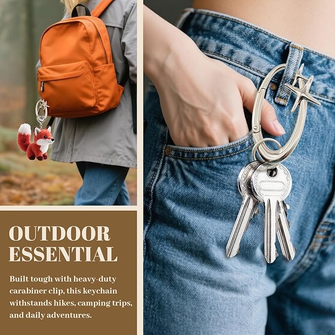 2pcs y2k Large Star Shape Carabiner Set, Cool Belt Loop Clip, Carabiner Keychain - Image 6