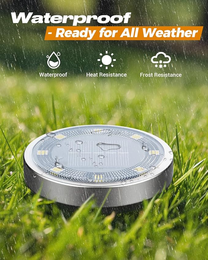 btfarm 4 Pack Solar Lights Outdoor, 8 LED Solar Ground Lights IP65 Waterproof - Image 4