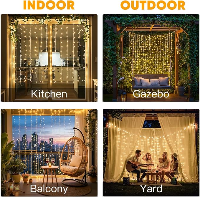 suddus Curtain Lights for Bedroom, 150 Led Hanging String Light Outdoor - Image 2