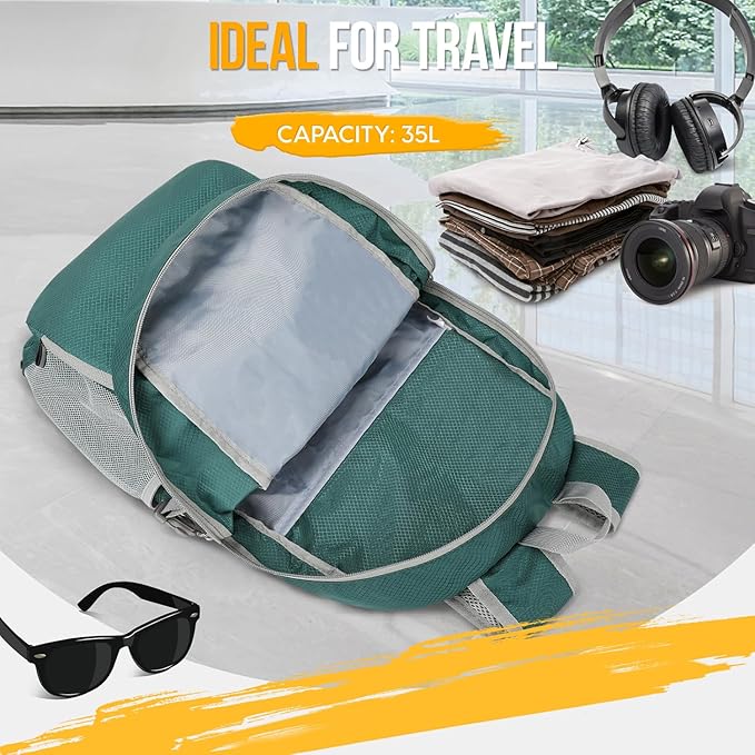 ZOMAKE Lightweight Packable Backpack 35L, Light Foldable Backpacks Water - Image 3