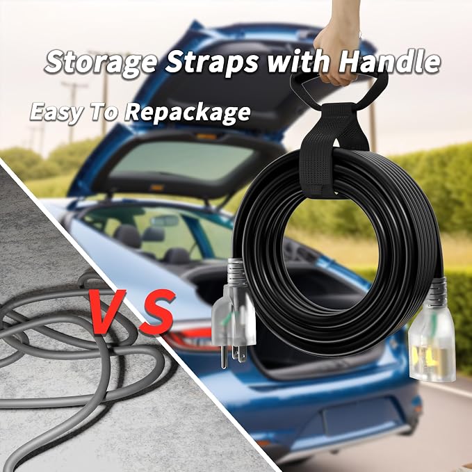 PlugSaf 16/3 Gauge 200 ft Extension Cord Outdoor Black Waterproof, Cold - Image 5