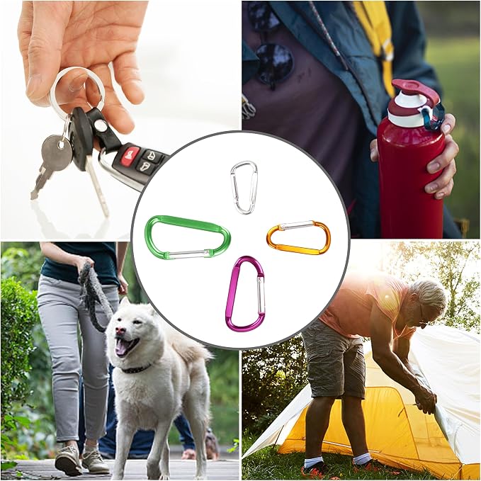 SWATOM Aluminum D-Shape Carabiner Clip 1.6/1.8/2.2/2.6/3 Inches Spring Snap - Image 5