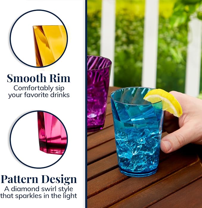 US Acrylic Optix Mini Plastic Reusable Drinking Glasses 8oz Juice Cups in Jewel - Image 4