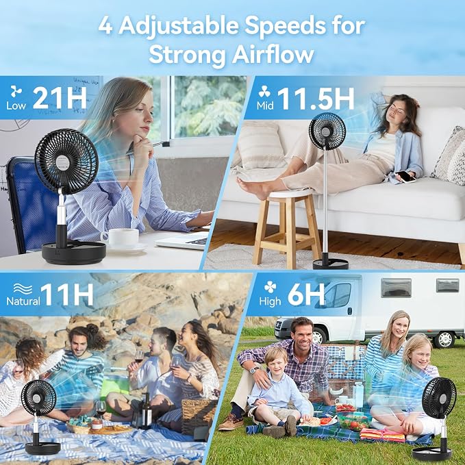 Portable Oscillating Rechargeable Fan, Battery Operated - Image 5