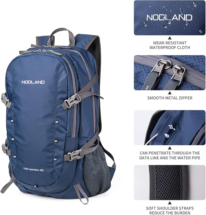 NODLAND Lightweight Backpack Travel 40L Foldable Water-Resistant Daypack - Image 6