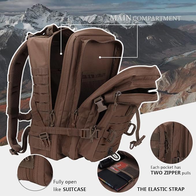 Hannibal Tactical MOLLE Assault Backpack, Tactical Backpack Military Army - Image 3
