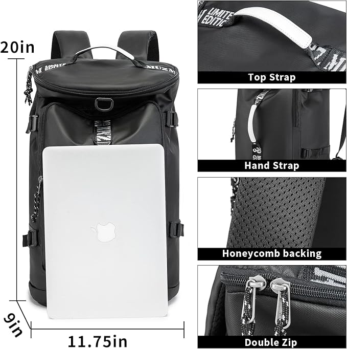 Gym Duffle Bag Waterproof black Laptop Backpack Suitable - Image 3