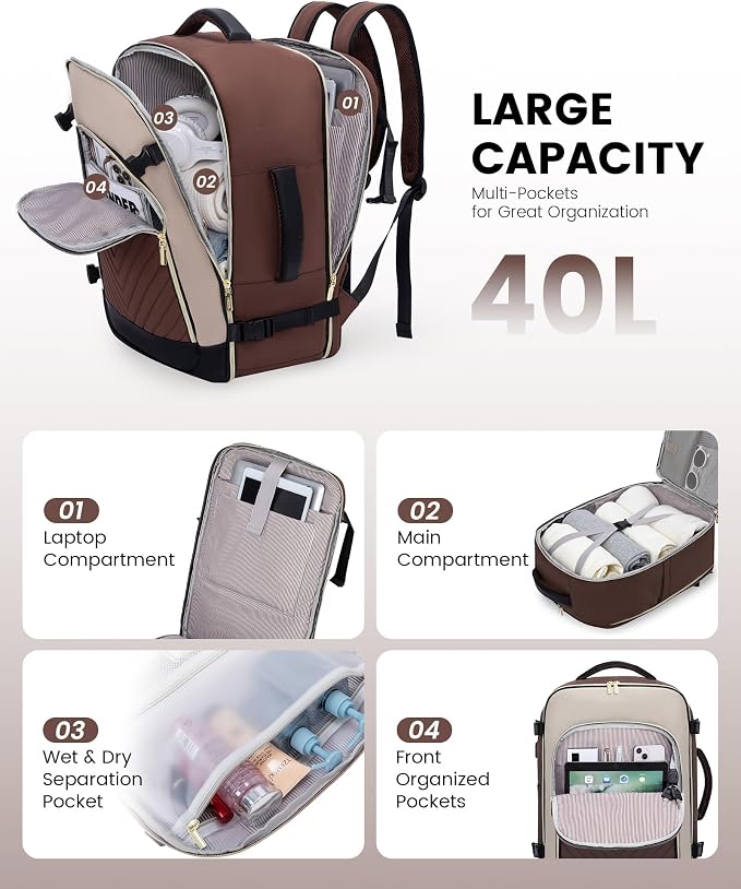 LOVEVOOK Large Travel Backpack for Women, TSA Carry on Backpack for Airplanes - Image 3