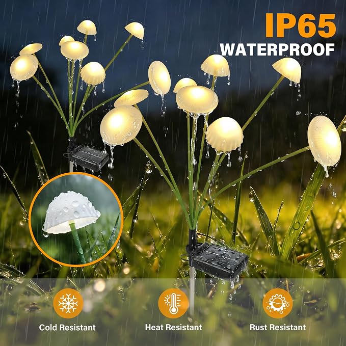 Solar Garden Lights Outdoor, Swaying Mushroom Lights Waterproof - Image 5