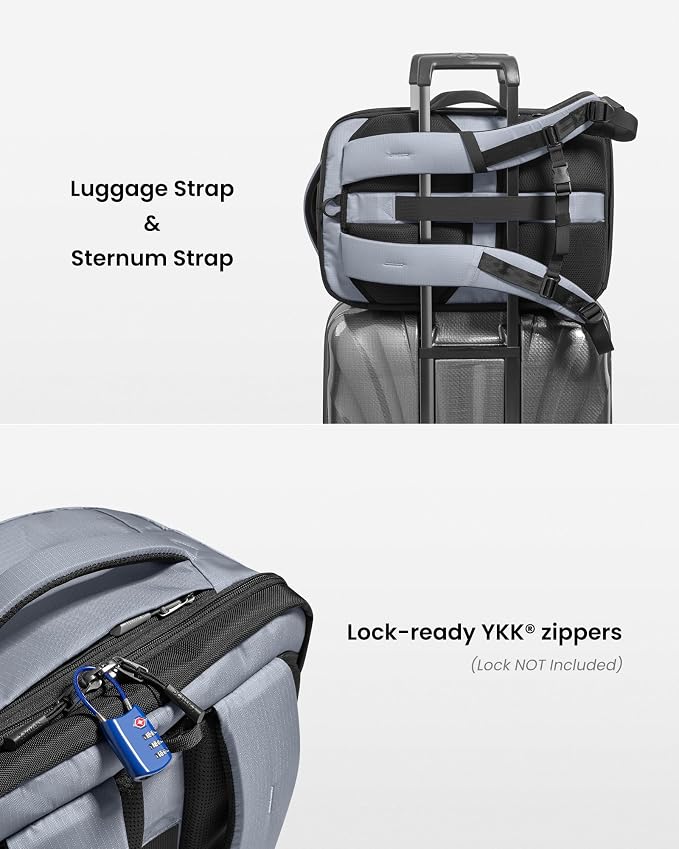 tomtoc Travel Backpack 40L, TSA Friendly Flight Approved Carry-on Luggage Hand - Image 9