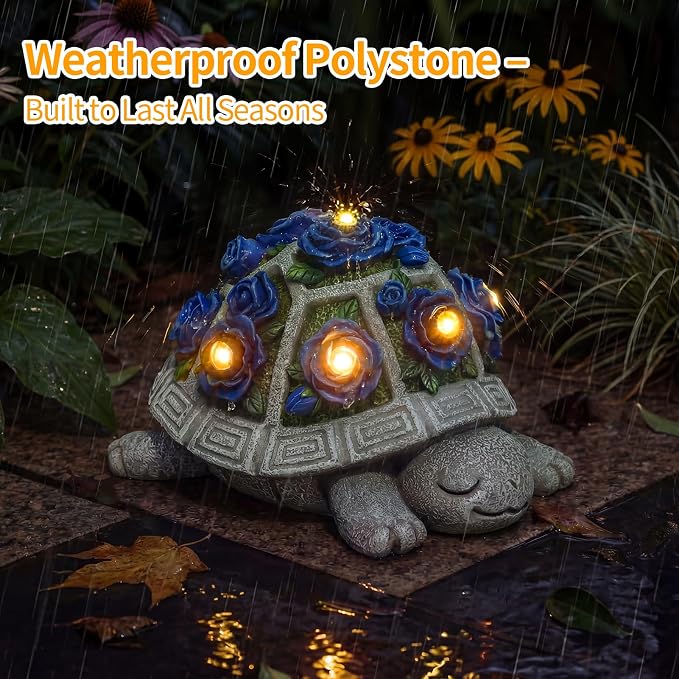 Solar Garden Outdoor Decor Turtle Statue - Image 4