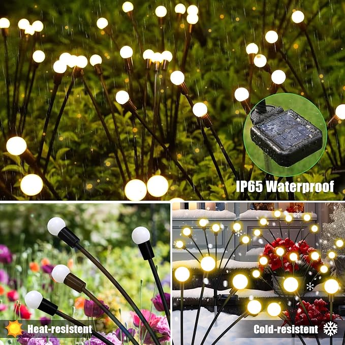 NBQQ Solar Garden Lights Outdoor, Waterproof Solar Powered Lights - Image 6