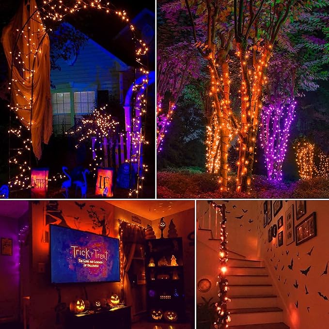 Halloween Orange String Lights Decorations，2 Pack 17.8 Feet 50 LED Battery - Image 2