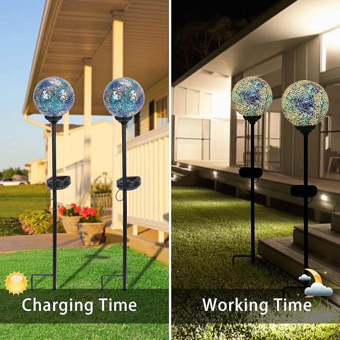 VCUTEKA Mosaic Solar Light, Solar Garden Decorative Lights Outdoor Waterproof - Image 2