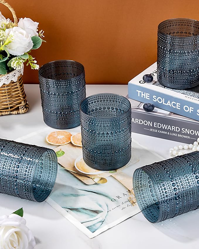 18PCS Hobnail Plastic Drinking Glasses - 14Oz Beaded Mixed Drinkware Sets - Image 8