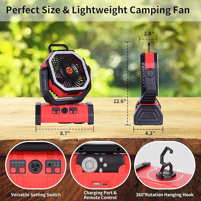 Battery Powered Fan Portable, 20000mAh Rechargeable Camping Fan - Image 6