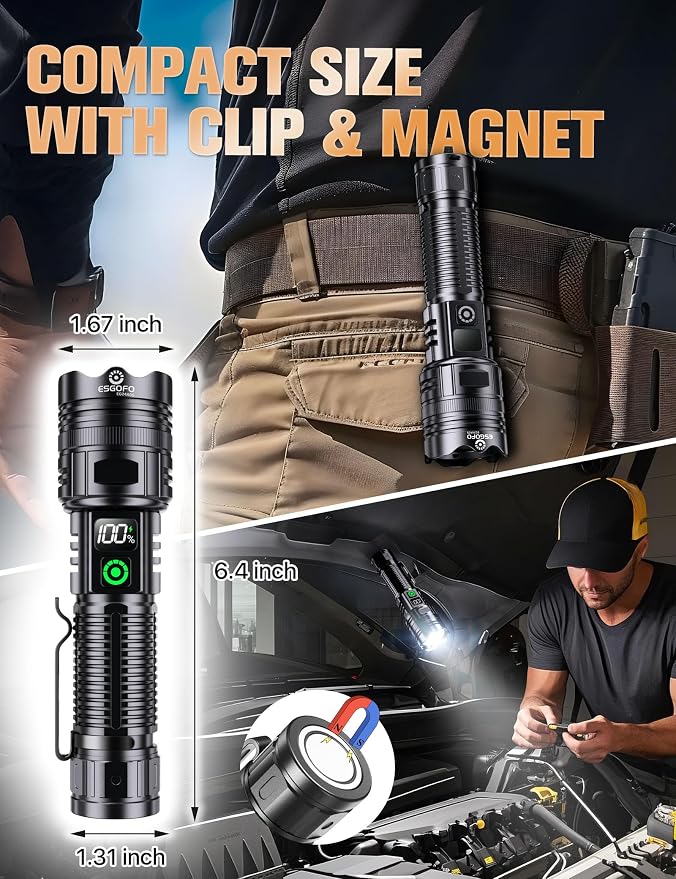 Esgofo Rechargeable Flashlights High Lumens 100000 2 Modes High/Low, Super - Image 7