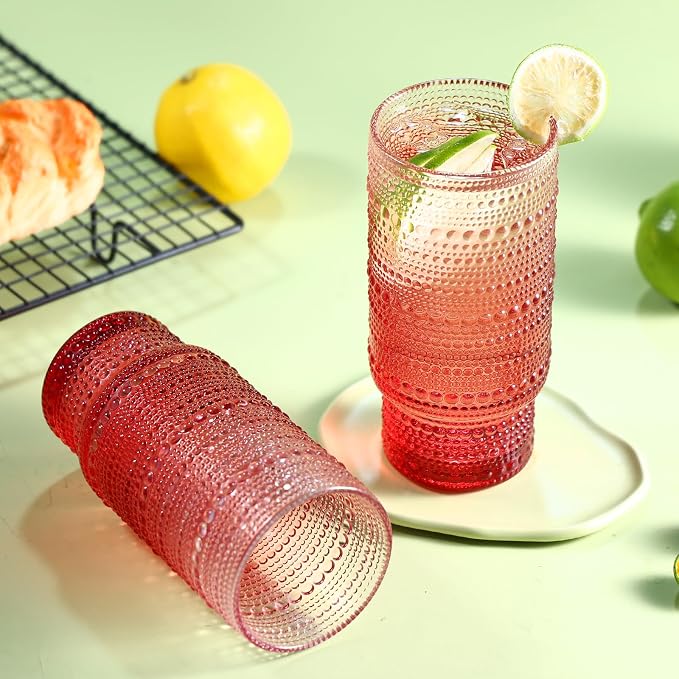 Large Capacity 16 oz Hobnail Drinking Glasses Set of 6, Vintage Glassware - Image 4