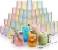 Oojami 48 Pack Ribbed Origami Ripple Plastic Glasses, 24 Stemless 9oz Champagne by Oojami