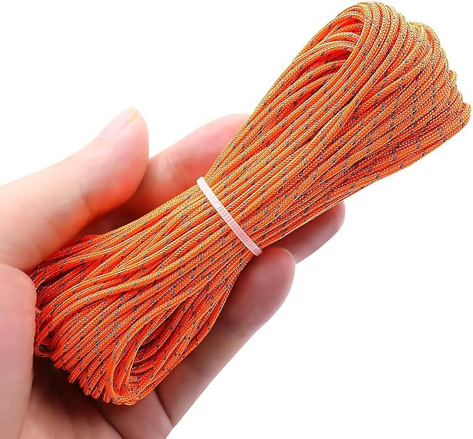 1.8mm Fluorescent Reflective Guyline Tent Rope Camping Cord Paracord, 65 Feet - Image 4