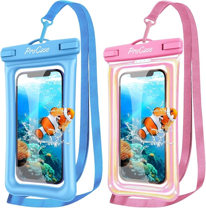 ProCase 2 Pack Floating Waterproof Phone Pouch IPX8, Universal Dry Bag Fits by ProCase