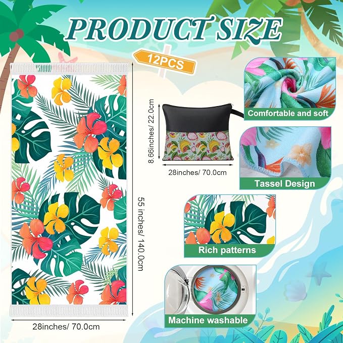 Peryiter 24 Pack Microfiber Oversize Turkish Beach Towel Set 12 Large Absorbent - Image 2